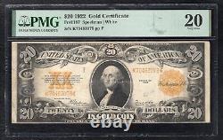 Fr. 1187 1922 $20 Twenty Dollars Gold Certificate Note Pmg Very Fine-20 (b)