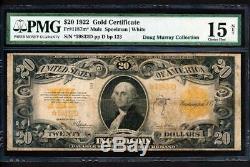 Fr. 1187m 1922 $20 GOLD CERTIFICATE MULE STAR SUPER RARE + PMG CHOICE FINE 15