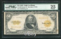 Fr 1200 1922 $50 Fifty Dollars Gold Certificate Currency Note Pmg Very Fine-25