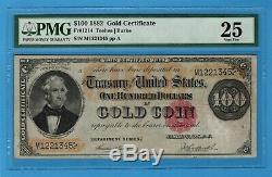 Fr. 1214. 1882 $100 Gold Certificate. PMG Very Fine 25