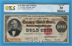 Fr. 1215 1922 $100 Gold Certificate PCGS Banknote Very Fine 30