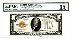 Fr. 2400 $10 1928 Gold Certificate. PMG Choice VF 35