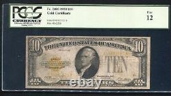 Fr. 2400 1928 $10 Ten Dollars Gold Certificate Currency Note Pcgs Fine-12 (c)