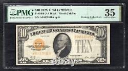 Fr. 2400 1928 $10 Ten Dollars Gold Certificate Currency Note Pmg Very Fine-35