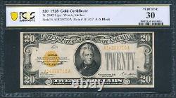 Fr. 2402 1928 $20 Gold Certificate Currency Cash Note Money PCGS Banknote VF 30