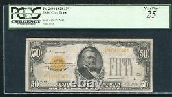 Fr. 2404 1928 $50 Fifty Dollars Gold Certificate Currency Note Pcgs Very Fine-25