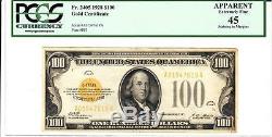 Fr. 2405 $100 1928 Gold Certificate PCGS Apparent Extremely Fine 45- Gorgeous