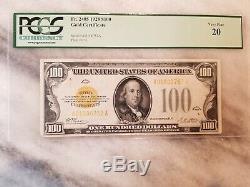 Fr 2405 1928 $100 Gold Certificate Franklin Gold Seal Pcgs 20 Very Fine