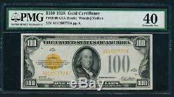 Fr. 2405 1928 $100 Gold Certificate Note Well Centered PMG EXTREMEMLY FINE 40