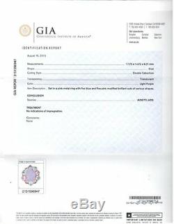 GIA Certificate 18KT Gold Cabochon Jadeite Jade Ring A Grade Vintage Lavender