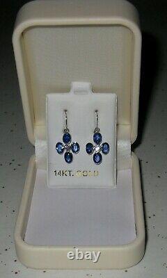 GORGEOUS 14 K GOLD BLUE SAPPHIRE DIAMOND EARRINGS With CERTIFICATE OF APPRAISAL