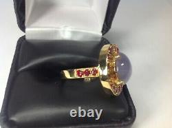 Gem certificate Natural star sapphire and rubies mount 18k gold ring