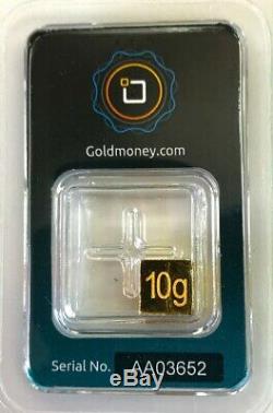Gold 10 Grams Goldmoney 9999 Fine Bullion Cube Sealed In Assay Certificate