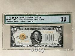 Gold Certificate 1928 PMG 30 very fine 100 dollars Woods Mellon AA block 1477000