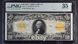 Gold Certificate, $20 1922 Large Size PMG 35 Very Fine