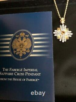 HOUSE of FABERGE IMPERIAL SAPPHIRE CROSS PENDANT withCERTIFICATE of AUTHENTICITY