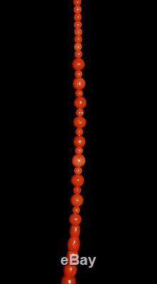 Hawaii Estate Pacific Deep Sea RED CORAL 18k Clasp 28.5 CERTIFICATE