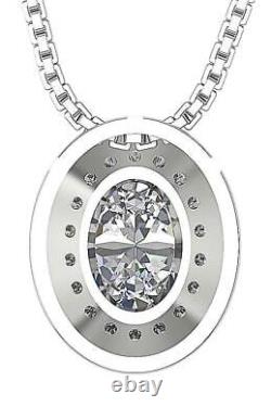 I1 H 1.20Ct Round Oval Cut Diamond Halo Solitaire Pendant Necklace 14K Rose Gold