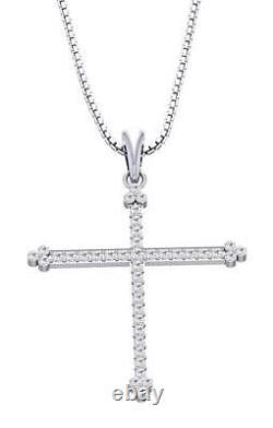 I2 I 0.60 Ct Round Cut Diamond Cross Pendant Necklace 14K White Gold Appraisal