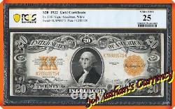 JC&C Fr. 1187 1922 $20 Gold Certificate Very Fine 25 by PCGS Banknote