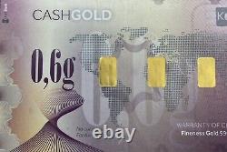 Karatbars Karat Pay 999.9 Gold Weight 0.60 Grams Fine Cash Gold Note Certificate
