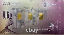Karatbars Karat Pay 999.9 Gold Weight 0.60 Grams Fine Cash Gold Note Certificate