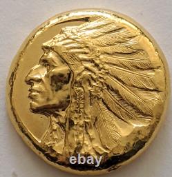 LITHIC Early Native American Series 1 toz. 999 Fine Gold Art Round Certificate