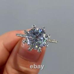 Ladies 2.50 Ct D/ FL Round Cut Moissanite 14k White Gold Fn Halo Engagement ring