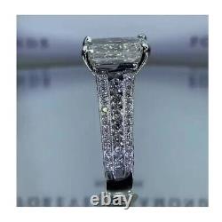 Ladies 7.0Ct D/ FL Radiant Cut Moissanite 14k White Gold Plated Engagement Ring