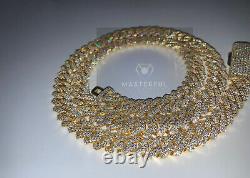 Moissanite Cuban Link Chain 10mm 18-24 with GRA Certificate Yellow Gold Over 925