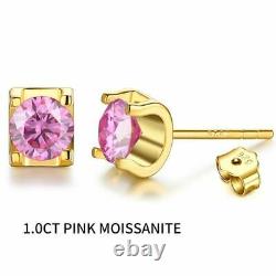 Moissanite Diamond Stud Earrings For Women Gold Sparkling Wedding Fine Jewelry