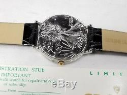 NIB Mens Croton 1 oz. Fine Silver Dollar withGold plated Eagle Watch CERTIFICATE