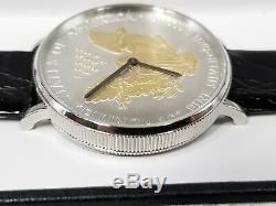 NIB Mens Croton 1 oz. Fine Silver Dollar withGold plated Eagle Watch CERTIFICATE