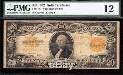 NICE Fine 1922 $20 GOLD CERTIFICATE! PMG 12! FREE SHIPPING! K16191374