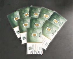 NINE-PACK 1/10th Gram Pure. 999 Fine 24k Gold Bullion in Certificate Cards
