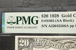 NobleSpirit (CO) 1928 US $20 Gold Certificate PMG 35 Choice Very Fine EPQ