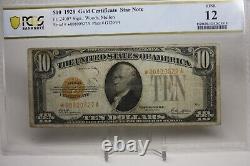 PCGS Fine 12 1928 $10 Gold Certificate Star Note FR2400 WoodsMellon 063GRA