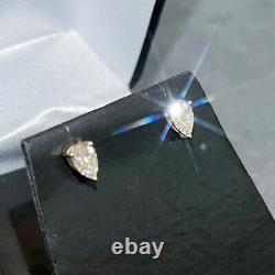 Pear Shaped Real Moissanite Stud Earrings Size 2.00ct- 16.00 ct 14k Gold Plated