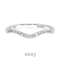 Prong Set Round and Baguette Cut Diamonds Half Eternity Ring in 18K White Gold