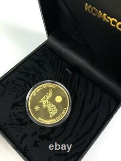 RARE 2016 KOREAN TIGER 1oz FINE 999.9 GOLD COIN Bullion KOMSCO Certificate COA
