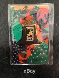Rare KOMSCO World Bar Fine Gold American Cowboy 3 Gram Korean Certification Card