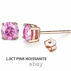 Rose Gold D Color Moissanite Gemstone Stud Earrings Fashion Jewelry For Women