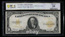 SC 1922 $10 Fr. 1173a Gold Certificate PCGS 20 SCARCE Small S/N Variety (394)