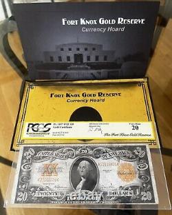 SC 1922 $20 FORT KNOX HOARD Gold Certificate Fr. 1187 and PCGS Very Fine 20
