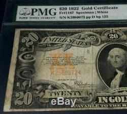 SERIES 1922 $20 PMG12 FINE MULE LARGE GOLD CERTIFICATE Fr#1187 pp D bp 122