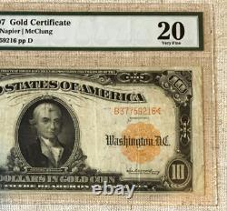 Series 1907, $10 Gold Certificate, PMG20 Very Fine, Napier/McClung 9343