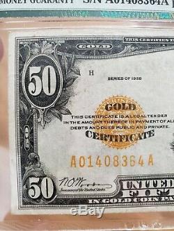 Series 1928 $50 Gold Certificate PMG 40 EPQ Extremely Fine FR2404 AA Block