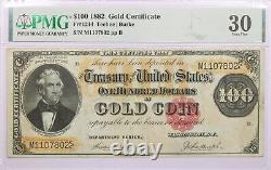 Series Of 1882 $100 Large Size Gold Certificate Fr#1214 PMG Very Fine 30 Ink
