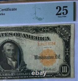 Series Of 1907 $10 Gold Certificate Pmg25 Very Fine, Parker/burke 8969