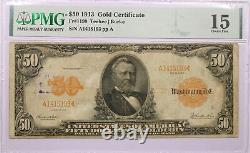 Series Of 1913 $50 Large Size Gold Certificate Note Fr#1199 PMG Ch Fine 15